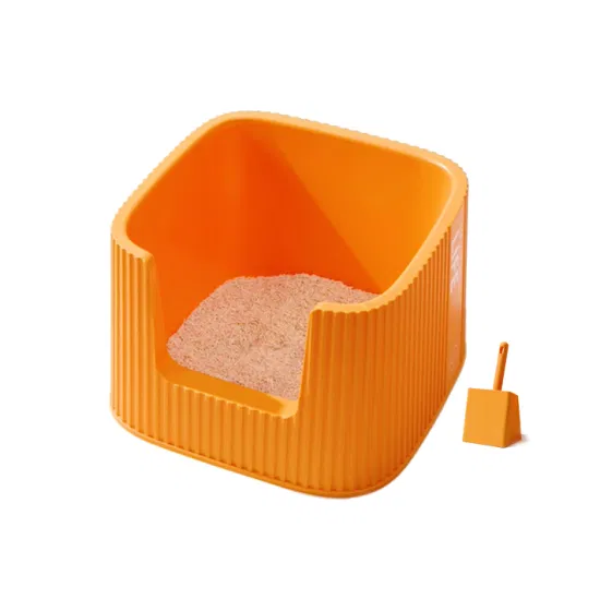 XXL Container Shape Pet Toilet Open Easy to Clean Cat Litter Box with Free Litter Mat and Scoop