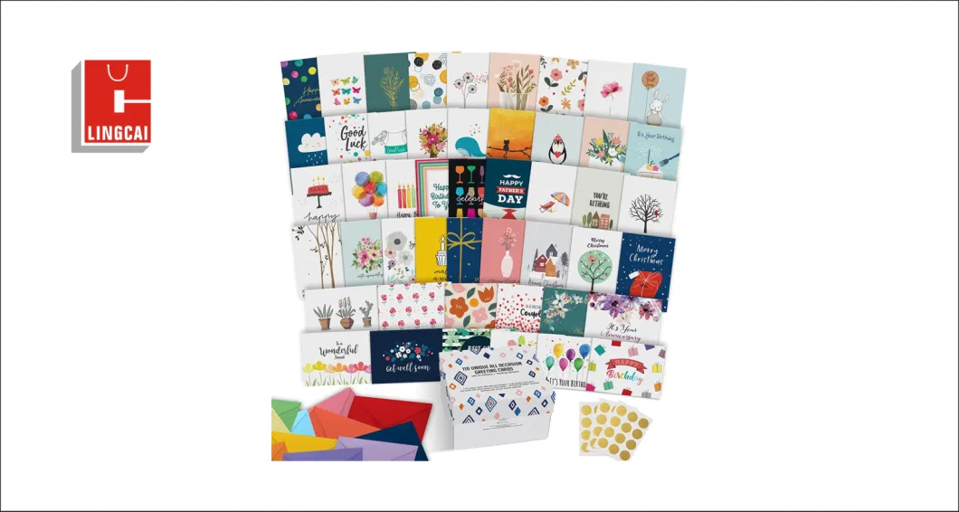 Wholesale Custom Colorful Various Design Coated Paper Thank You Greeting Card