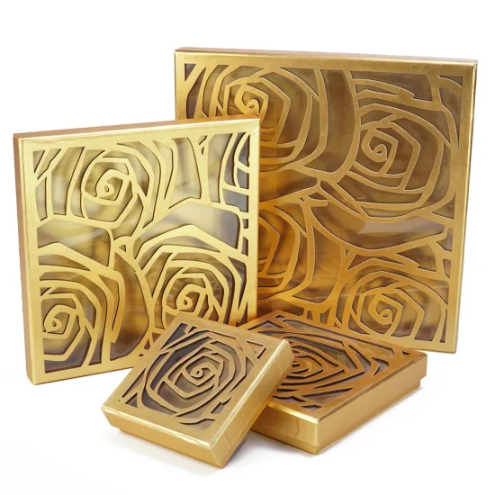 Sawtru Design Luxury Rigid Paper Cardboard Lid N Base Chocolate Box with Pet Tray